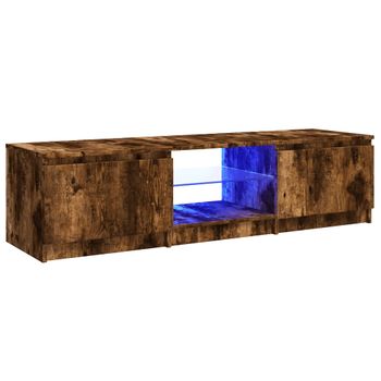 Mueble De Tv Con Luces Led Roble Ahumado 140x40x35,5 Cm