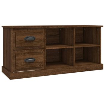 Mueble De Tv Madera Contrachapada Marrón Roble 102x35,5x47,5 Cm