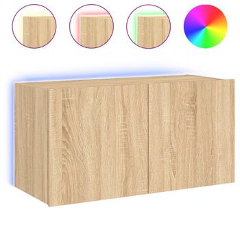 Mueble De Tv De Pared Con Luces Led Roble Sonoma 80x35x41 Cm