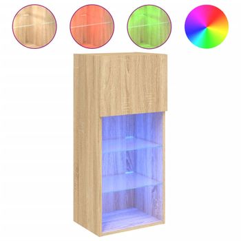 Mueble Para Tv Con Luces Led Roble Sonoma 40,5x30x90 Cm