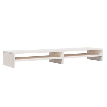 Soporte De Monitor Madera Maciza De Pino Blanco 100x24x13 Cm