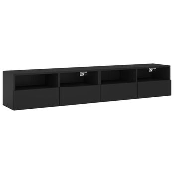 Muebles De Pared Tv 2 Unidades Madera Ingeniería Negro 80x30x30 Cm