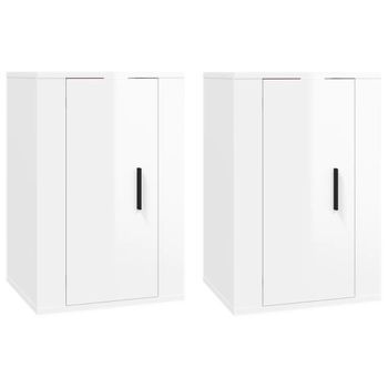 Muebles Para Tv De Pared 2 Unidades Blanco Brillante 40x34,5x60 Cm