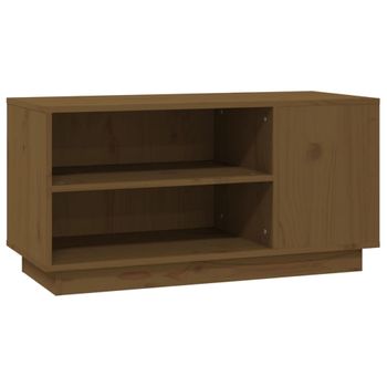 Mueble De Tv Madera Maciza De Pino Marrón Miel 80x35x40,5 Cm