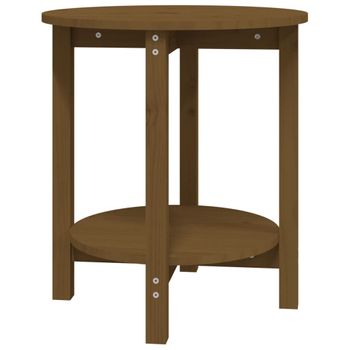 Mesa De Centro De Madera Maciza De Pino Marrón Miel Ø55x60 Cm