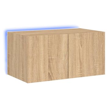 Mueble De Tv De Pared Con Luces Led Roble Sonoma 60x35x31 Cm