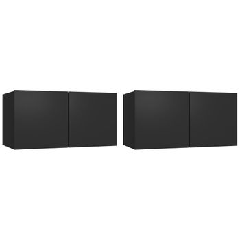 Muebles Colgantes De Tv 2 Unidades Negro 60x30x30 Cm