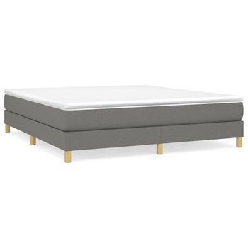 Estructura De Cama Box Spring Tela Gris Oscuro 180x200 Cm