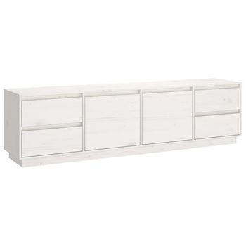 Mueble De Tv Madera Maciza De Pino Blanco 176x37x47,5 Cm