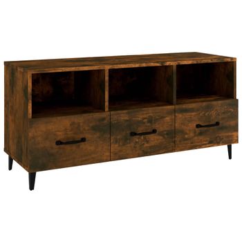 Mueble Para Tv Madera Contrachapada Roble Ahumado 102x35x50 Cm