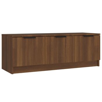 Mueble De Tv Madera Contrachapada Marrón Roble 102x35x36,5 Cm