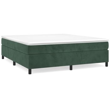 Estructura De Cama Box Spring Terciopelo Verde Oscuro 180x200cm