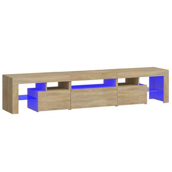 Mueble De Tv Con Luces Led Roble Sonoma 200x36,5x40 Cm