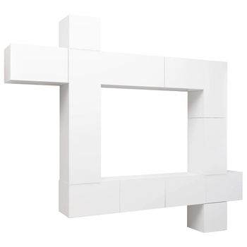 Juego De Mueble Para Tv De 9 Piezas Aglomerado Blanco