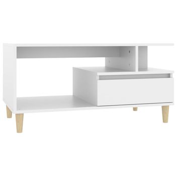 Mesa De Centro Madera Contrachapada Blanca 90x49x45 Cm