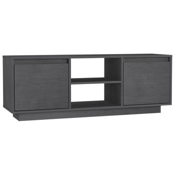 Mueble De Tv Madera Maciza De Pino Gris 110x30x40 Cm