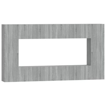 Set De Muebles Para Tv 8 Piezas Madera Contrachapada Gris Sonoma