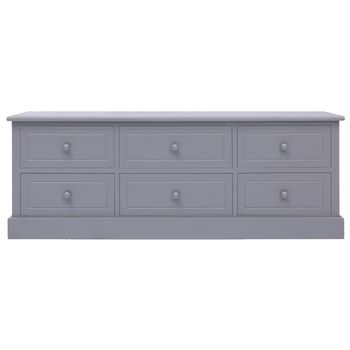 Mueble Para Tv Madera De Paulownia Gris Oscuro 108x30x40 Cm