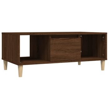 Mesa De Centro Madera Contrachapada Marrón Roble 90x50x36,5 Cm