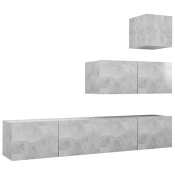 Set De Muebles De Salón 4 Piezas Madera Ingeniería Gris Hormigón