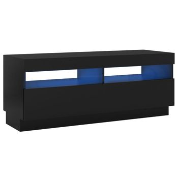 Mueble De Tv Con Luces Led Negro 100x35x40 Cm