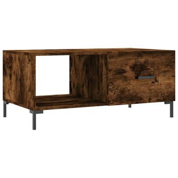 Mesa De Centro Madera Contrachapada Roble Ahumado 90x50x40 Cm