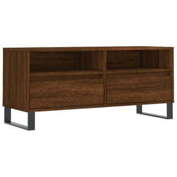 Mueble De Tv Madera Contrachapada Marrón Roble 100x34,5x44,5 Cm