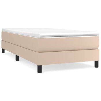 Estructura Cama Box Spring Cuero Sintético Capuchino 100x200 Cm