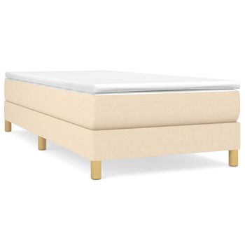 Estructura De Cama Box Spring Tela Color Crema 90x200 Cm