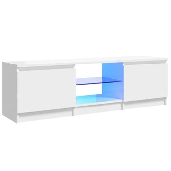 Mueble De Tv Con Luces Led Blanco Brillante 120x30x35,5 Cm