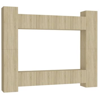 Muebles De Pared De Tv 8 Piezas Aglomerado Color Roble Sonoma