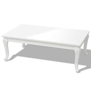 Mesa De Centro 115x65x42 Cm Blanco Con Brillo