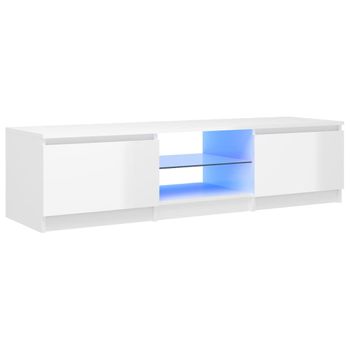 Mueble De Tv Con Luces Led Blanco Brillante 140x40x35,5 Cm