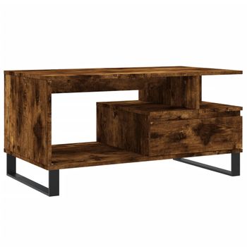 Mesa De Centro Madera Contrachapada Roble Ahumado 90x49x45 Cm