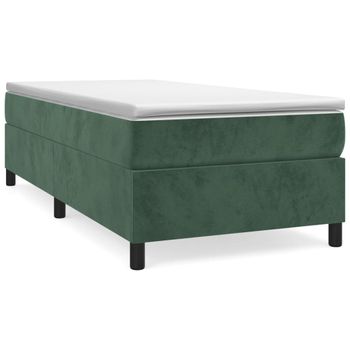 Estructura De Cama Box Spring Terciopelo Verde Oscuro 100x200cm