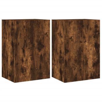 Muebles De Tv De Pared 2 Unidades Madera Roble Ahumado 40,5x30x60 Cm