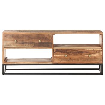 Mueble Para Tv De Madera Maciza De Acacia Rugosa 120x30x50 Cm