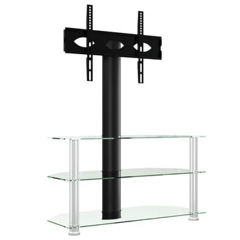 Mueble Tv Esquina 3 Niveles Para 32-70 Pulgadas Negro Plateado