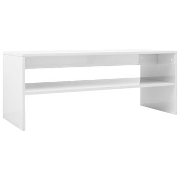 Mesa De Centro Madera Contrachapada Blanco Brillo 100x40x40 Cm