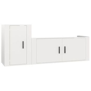 Set De Muebles De Tv 2 Piezas Madera Contrachapada Blanco Brillo