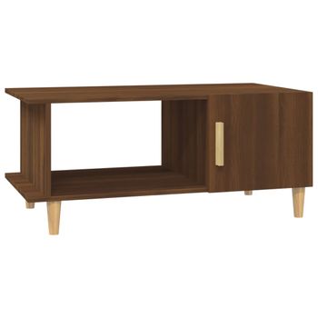 Mesa De Centro Madera Contrachapada Roble Marrón 90x50x40 Cm