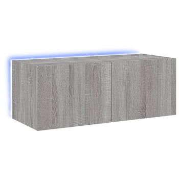 Mueble De Tv De Pared Con Luces Led Gris Sonoma 80x35x31 Cm