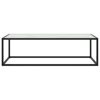 Mesa De Centro Negra Con Vidrio De Mármol Blanco 120x50x35 Cm