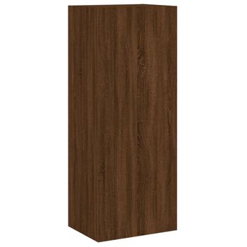 Mueble De Tv De Pared Madera Marrón Roble 40,5x30x102 Cm