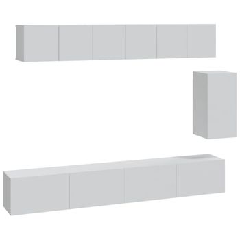 Set De Muebles Para Tv 6 Piezas Madera Contrachapada Blanco