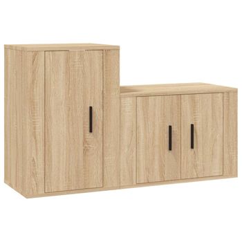 Set De Muebles Para Tv 2 Piezas Madera Contrachapada Roble Sonoma