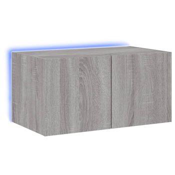 Mueble De Tv De Pared Con Luces Led Gris Sonoma 60x35x31 Cm