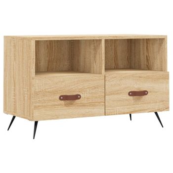 Mueble Para Tv Madera Contrachapada Roble Ahumado 80x36x50 Cm