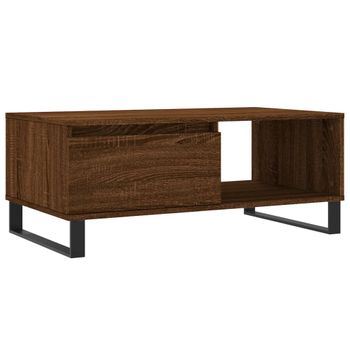 Mesa De Centro Madera Contrachapada Marrón Roble 90x50x36,5 Cm