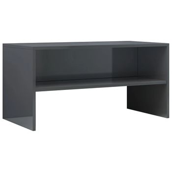 Mueble De Tv Madera Contrachapada Gris Brillante 80x40x40 Cm